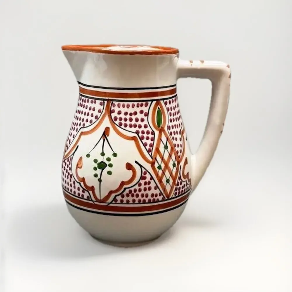 Vintage Tunisian Hand Painted Porcelain Pitcher Tunart Dishwasher Safe